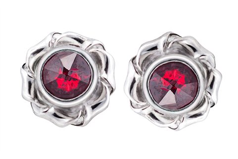 ROSA, SILVER EARRINGS WITH GARNETS, AG 925/1000