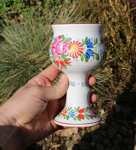 GOBLET CHOD POTTERY FROM BOHEMIA, HAND PAINTED
