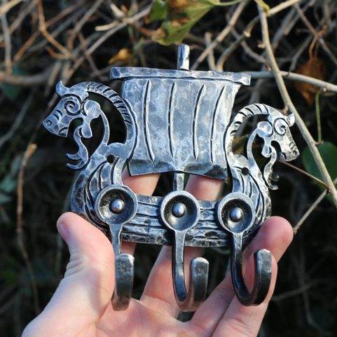 DRAKKAR - NAVIRE VIKING, CROCHETS FORGÉS / PORTE-CLÉS