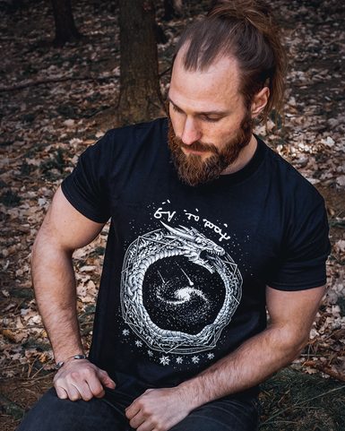 UROBOROS, SCHWARZ-WEISSES HERREN-T-SHIRT