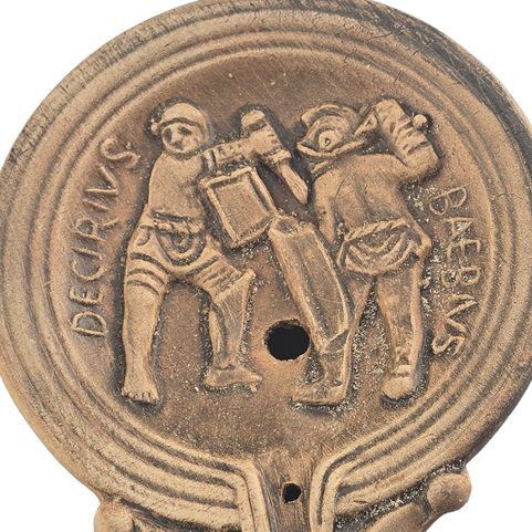 OIL LAMP, GLADIATORIAL DUEL, LANTERN