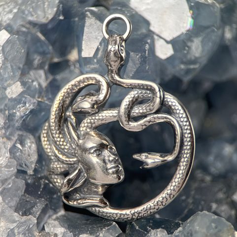 MEDUSA, ANTIQUE TALISMAN, SILVER