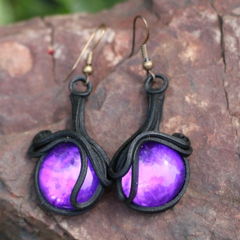 PURPLE GLASS EARRINGS