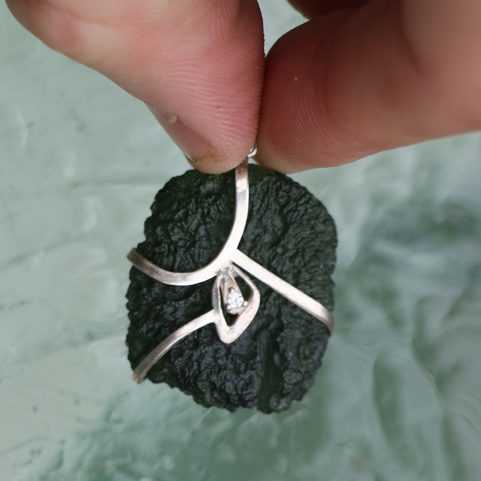 PERSEA - MOLDAVITE, SILVER PENDANT AG 925