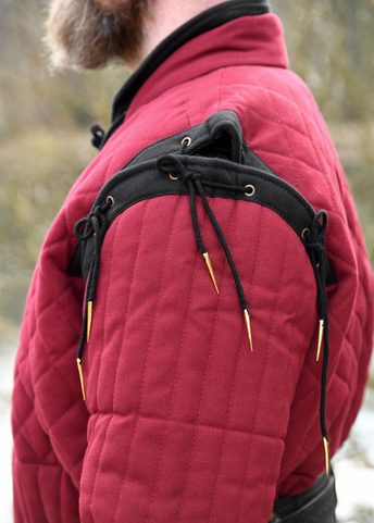 GAMBESON WITH DETACHABLE SLEEVES, BURGUNDY RED - BLACK