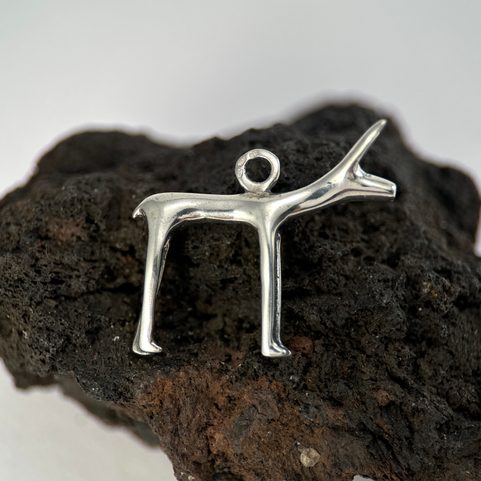 CELTIC DOG OR DOE, OPPDIUM STARE HRADISKO, MORAVIA, REPLICA, SILVER 925