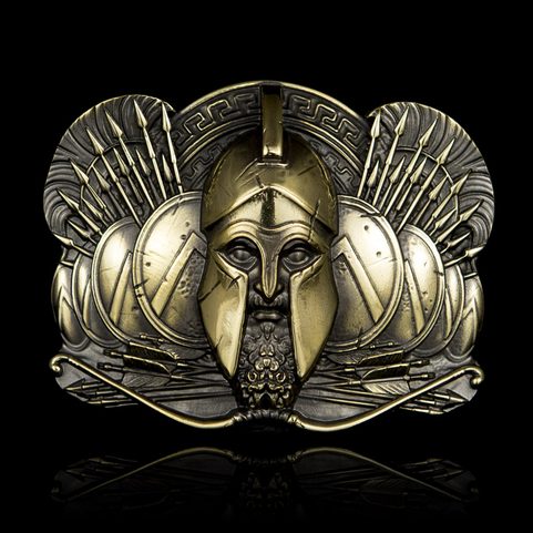 SPARTAN, WARRIORS, BELT BUCKLE, BRASS