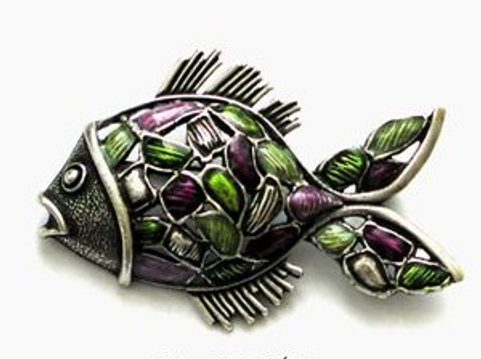 CARP FISH, COSTUME BROOCH