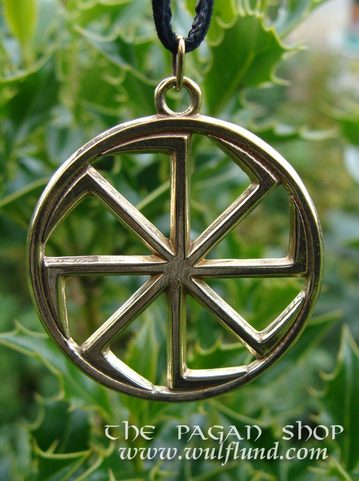BRONZE KOLOVRAT, SLAVIC SUN WHEEL PENDANT