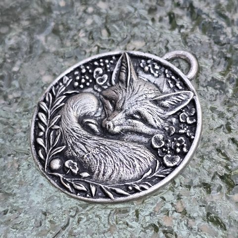 SLEEPING FOX, PENDANT, ZINC