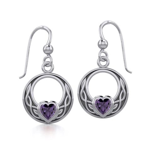 KELTISCHES KNOTENMUSTER MIT AMETHYST, SILBEROHRRINGE