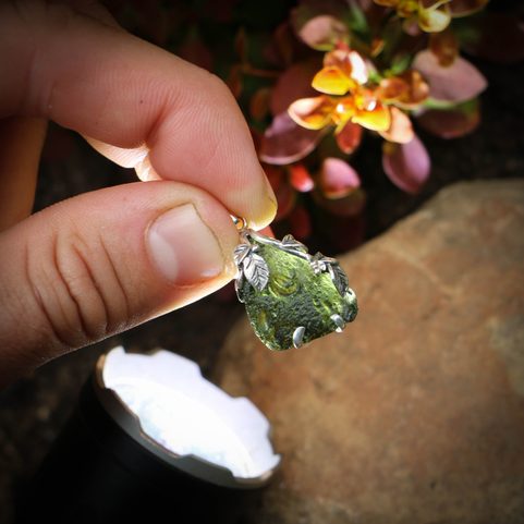GABRETA MOLDAVITE SILVER PENDANT