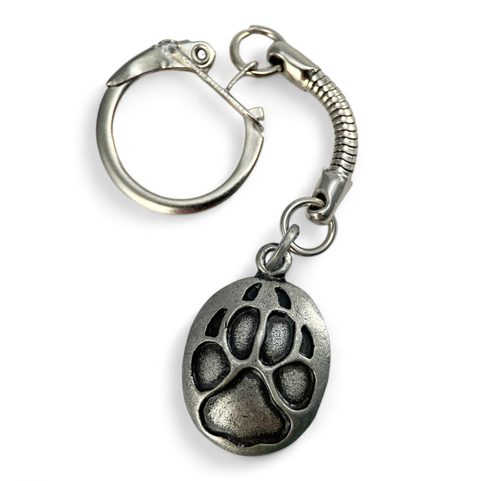 WOLF TRACK KEYRING, ZINC ANTIQUE SILVER
