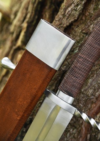 MEDIEVAL ONE-AND-A-HALF-HANDED SWORD WITH A SCABBARD, BLUNTED