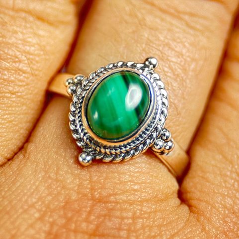 VIRIDIA, RING, MALACHITE SILVER 925/1000
