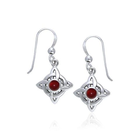 CELTIC SILVER EARRINGS WITH GARNET