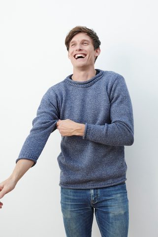 IRISH MERINO ROLL NECK SWEATER, WOOL, ARAN