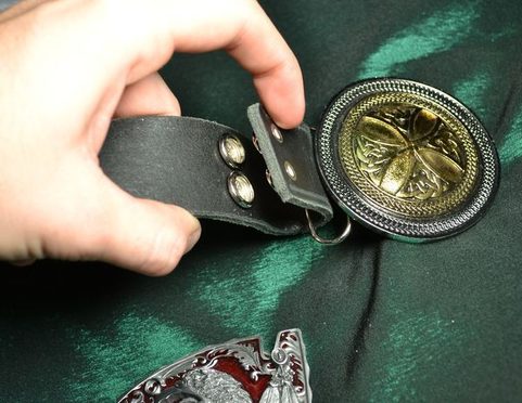 LEATHER BELT WITH BUCKLE CHANGE SYSTEM, BLACK