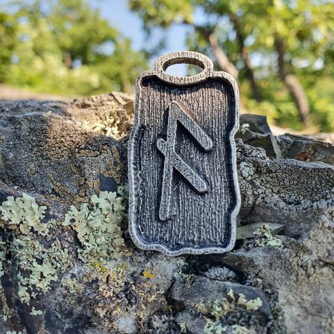 ANSUZ - RUNE PENDANT, ZINC