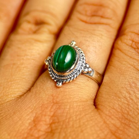 VIRIDIA, RING, MALACHITE SILVER 925/1000