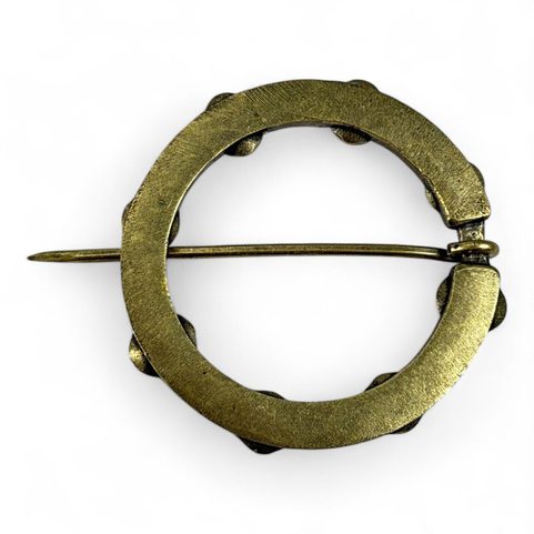 NORICA, LARGE MEDIEVAL CLOAK BROOCH WITH GLASS