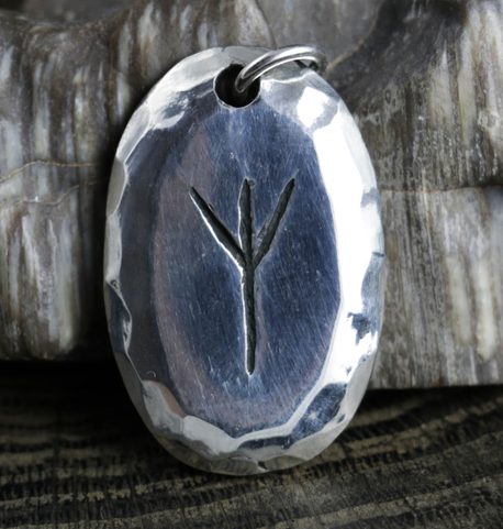 ALGIZ, RUNE, STERLING SILVER PENDANT