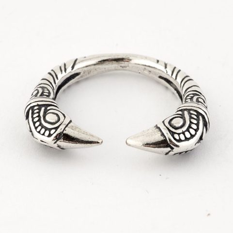 VIKING RAVEN HEAD RING, SILVER 925