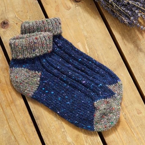 ADULTS TURN DOWN ANKLE SOCK, IRELAND BLUE