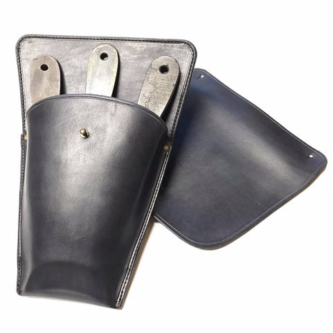 LEATHER BELT CASE FOR 3 THROWING KNIVES BLACK