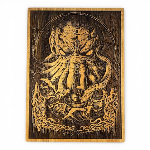 CTHULHU WALL DECORATION OAK 32X46CM