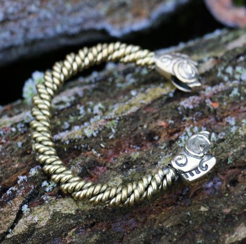 CELTIC BOAR, BRAIDED BRACELET, BRASS
