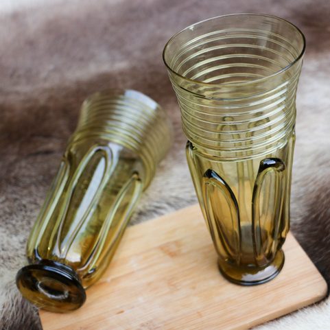 BIRKA, SET OF 2 VIKING GOBLETS, FOREST GLASS