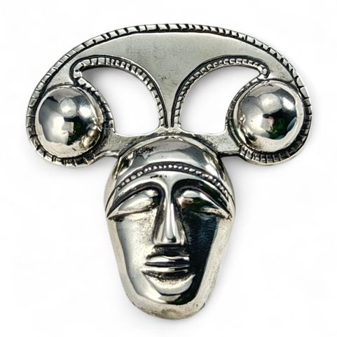 CELTIC HEAD PENDANT, LA TENE ART STYLE, STERLING SILVER