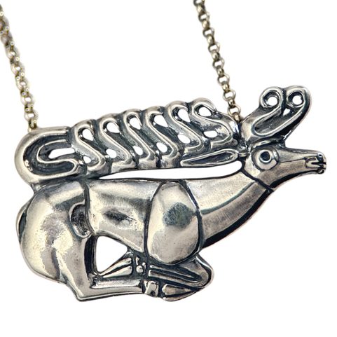SCYTHIAN STAG - NECKLACE, STERLING SILVER