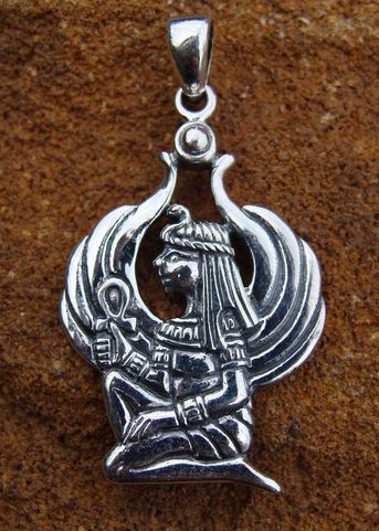 WINGED ISIS, EGYPTIAN GODDESS, SILVER PENDANT, AG 925