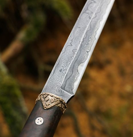 HJÖRTUR, VIKING SEAX KNIFE, DAMASK