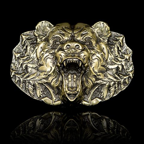 BELT BUCKLE, CARPATHIAN BEAR, BRASS