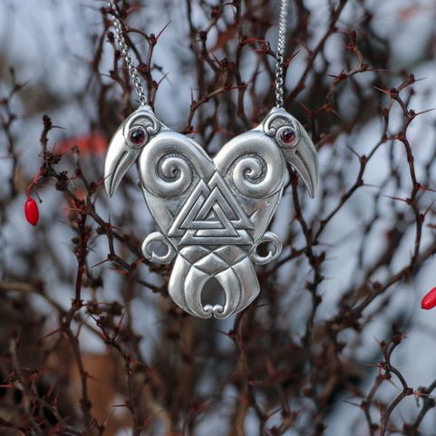 HEART OF THE NORTH - HUGIN UND MUNIN, SILBERNE WIKINGERKETTE AG 925 10G