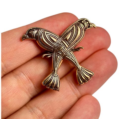 HUGINN AND MUNINN - BRONZE BROOCH