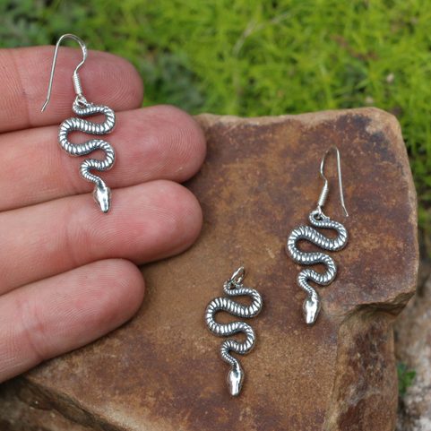 SERPENT - SET BOUCLES D'OREILLES ET PENDENTIF EN ARGENT