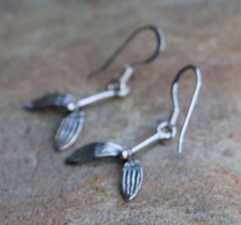 DRUID MISTLETOE, EARRINGS, SILVER