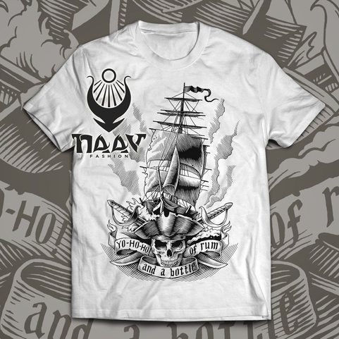 YO-HO-HO! AND A BOTTLE OF RUM - PIRATE T-SHIRT FOR MEN