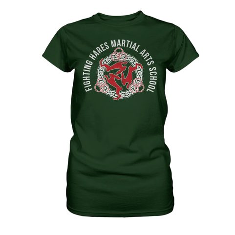 FIGHTING HARES, GREEN WOMEN'S T-SHIRT
