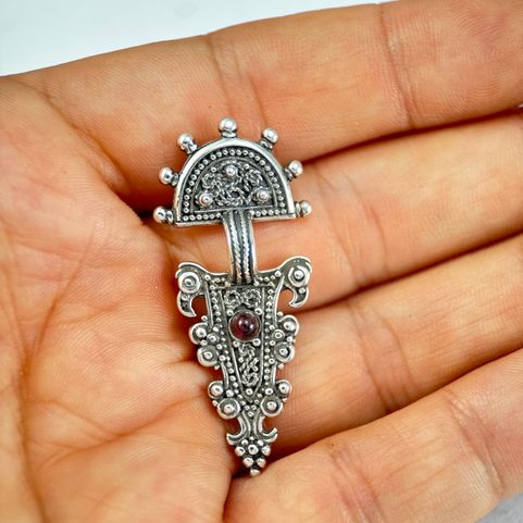 TÊTE D'AIGLE, FIBULE DÉBUT MOYEN ÂGE VERSION PENDENTIF - ARGENT 925