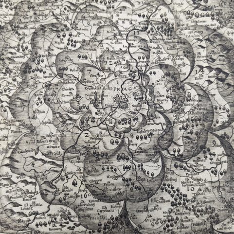 HISTORISCHE KARTE BOHEMIAE ROSA VON 1668, HANDGESCHÖPFTES PAPIER