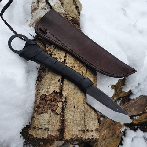 GLEN KNIFE FOR CRAFTSMEN WITH SHORT BLADE + LEATHER SHEATH