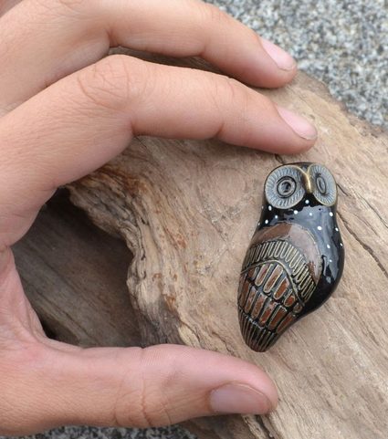 ANCIENT WISDOM OWL, COSTUME BROOCH