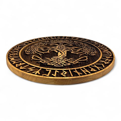 TREE OF LIFE - RUNES WALL DECORATION 45CM OAK