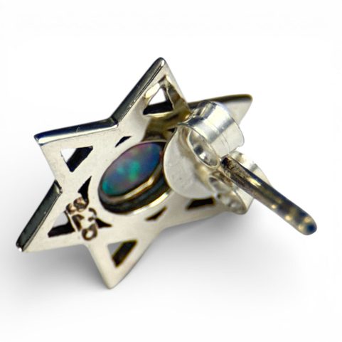 STAR OF DAVID, S. OPAL, SILVER EARRINGS 925/1000