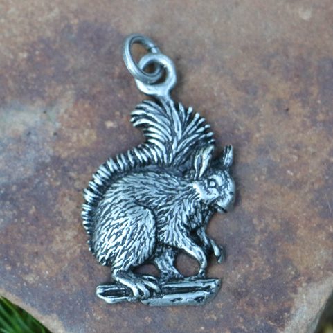 SQUIRREL, PENDANT, ZINC, ANTIQUE SILVER